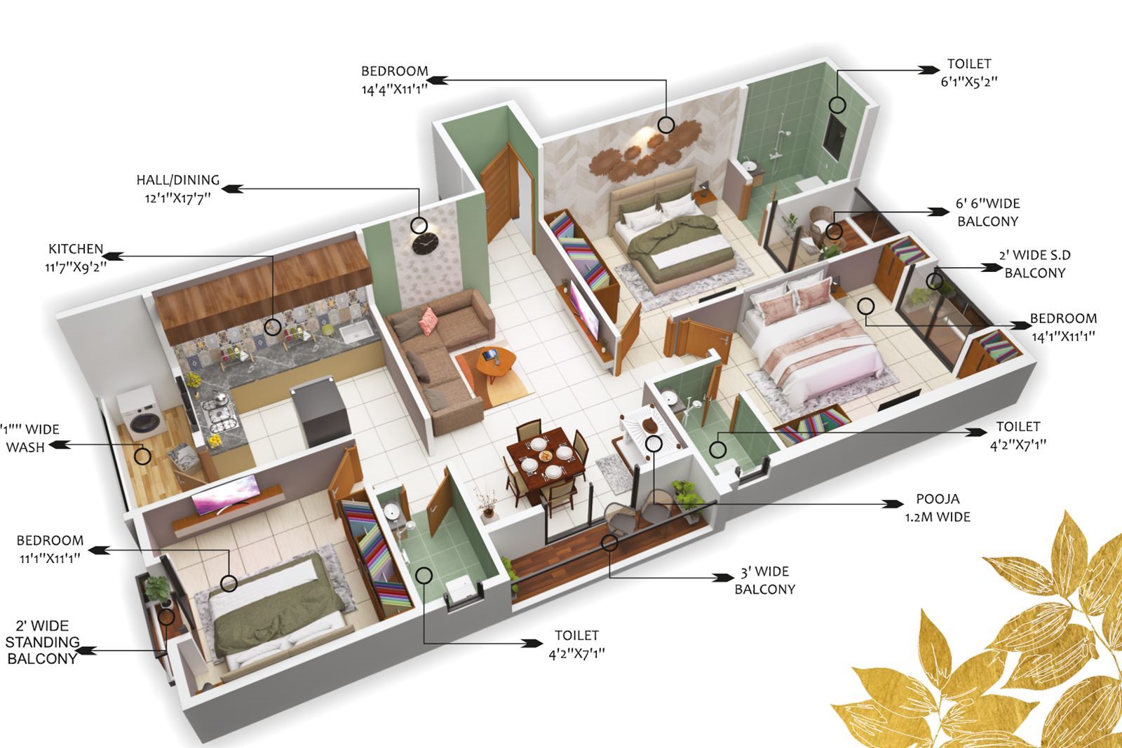 2 BHK layout