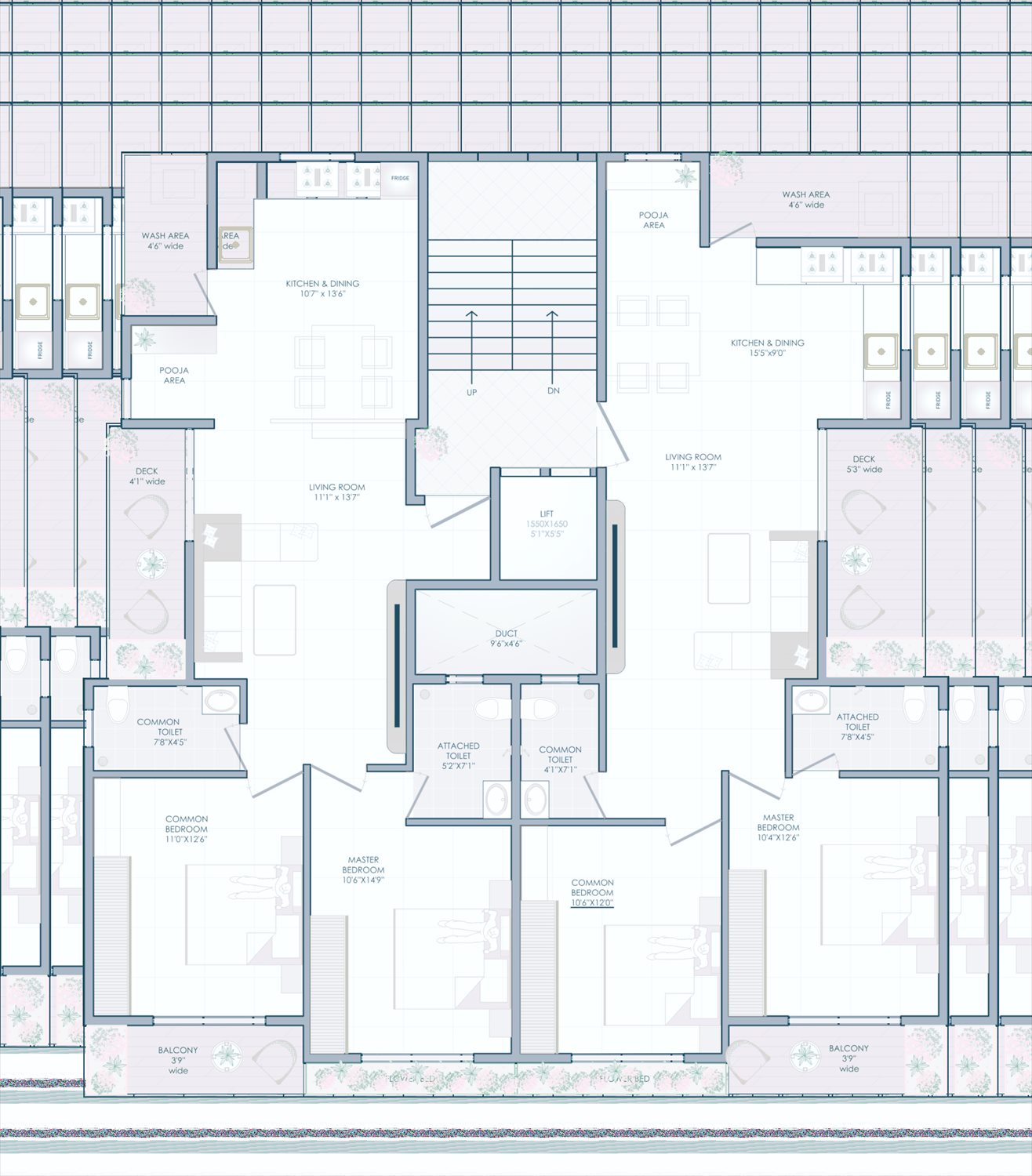 Tithi Residency 2 typical floor plan
